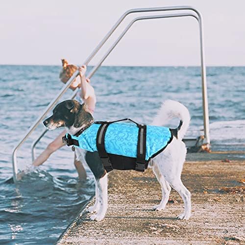 משמר חיי כלבים של Balylas, אפוד הנפקה של כלבים מתכווננים לשחייה, שייט בחוף עם ציפה גבוהה, אפודים לחיי כלבים לכלבים קטנים/בינוניים/גדולים, Bluedot/XL
