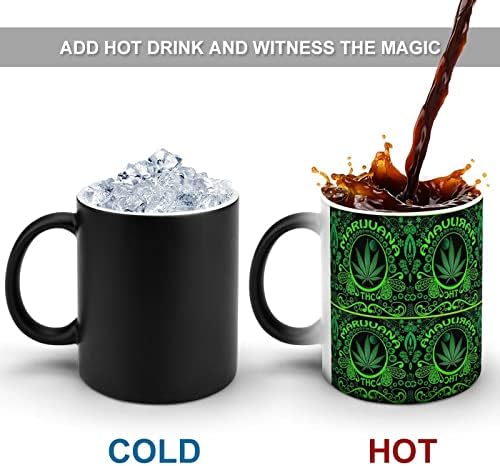 ירוק עלה עשב יצירתי שינוי צבע קרמיקה קפה כוס חום שינוי ספל מצחיק עבור בית משרד