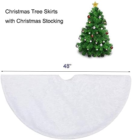 חצאית עץ חג המולד 60 אינץ 'חצאית עץ חג המולד לבן פרווה חצאית עץ פרווה לבנה שלג גדול