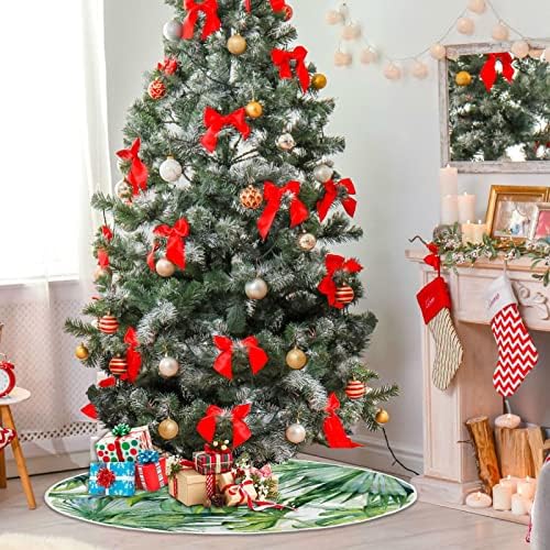 Baxiej עץ חג המולד גדול חצאיות מחצלת עלים טרופיים בצבע מים, חצאית קישוט עץ עץ חג המולד של חג המולד של חג המולד 47.2 אינץ 'לחיצוניות מקורה