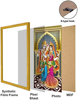 999store lakshmi עם גנשה וסרסווטי ציור צילום עם מסגרת צילום למקדש / מנדיר לקשמי עם גנשה וסרוואטי מסגרת תמונה God023