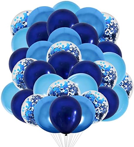 12 אינץ חיל הים כחול בלוני כחול בלוני כרום מתכתי כחול בלון עם קונפטי בלוני חתונה תינוק מקלחת כחול מסיבת דקויות.חבילה של 50