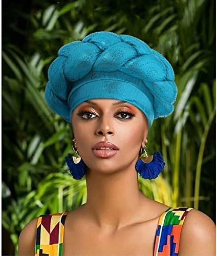 אפריקאי טורבן ראש לעטוף חיל הים כחול צמת כפת כובע כובעי גבישי מעוות ראש טורבנים עבור נשים ובנות