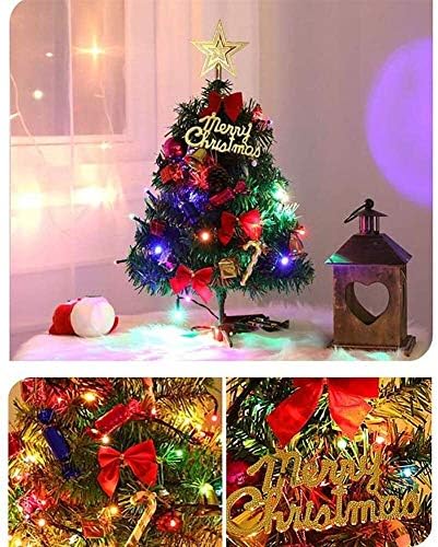 Shuishu cmtabletop עץ חג המולד חג המולד עץ אורן מלאכותי לחג המולד לקישוט חג המולד שולחן שולחן חתיכה עם קישוטי אורות מיתר LED 1123