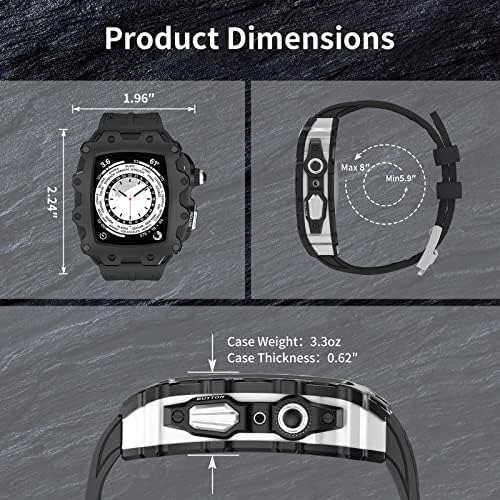 ערכת שינוי EKSIL לסדרת Apple Watch 8 7 45 ממ לוחית מתכת+רצועת גומי לסדרת IWatch 6 SE 5 4 44 ממ כיסוי מוד