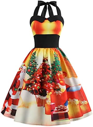 2022 שמלות חג המולד לנשים פתית שלג מודפס קוקטייל שמלת בציר 1950 חג המולד שמלת אונליין נדנדה מסיבת שמלה