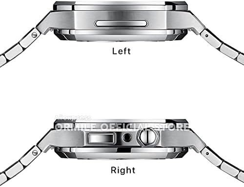 צמיד Bholsa ו- Case עבור Apple Watch 44 ממ 45 ממ סדרה 4 5 6 7 8 SE 316L נירוסטה סגנון אלון AP לגברים שני טון