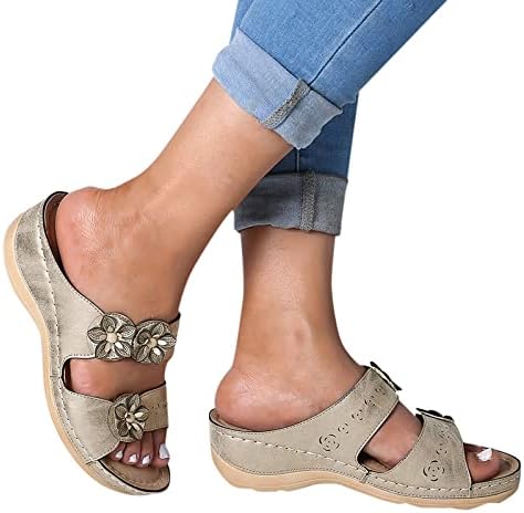 סנדלי ייווו נשים סנדלים אורטופדיים בקיץ עם קשת עם קשת סנדלי נעלי חוף נושמים סנדלי טריז