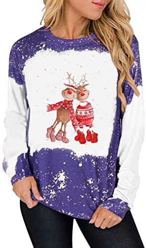סווטשירט מכוער לחג המולד לנשים מצחיק איילים חמודים סוודר הדפס