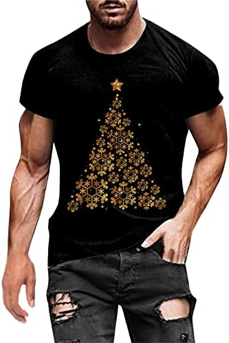 חולצות טריקו לחג המולד של ZDDO חייל צמרות שרוול קצר 3D חג המולד עץ שלג עץ שלג מסיבת הדפס גרפיקה דקה כושר שרירים