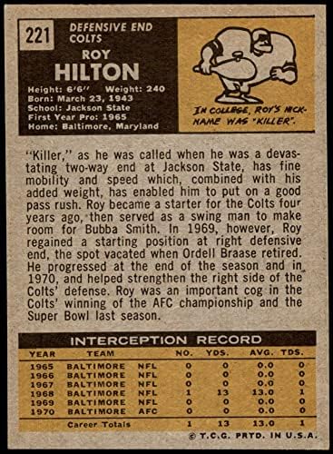 1971 Topps 221 Roy Hilton Baltimore Colts VG/Ex+ Colts Jackson St