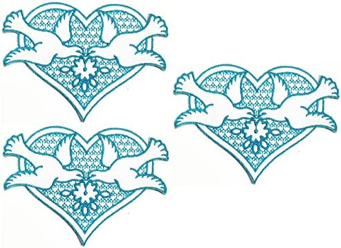 כחול לב יונת ציפורים רקום אפליקצית ברזל על לתפור על סמל בגדי תלבושות