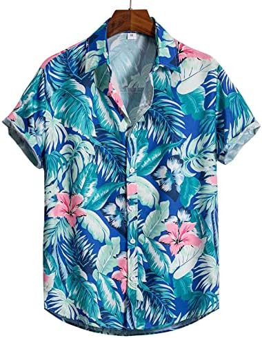 קיץ גברים של חולצות מקרית גברים של רופף דש הדפסת צבע קצר שרוול כפתור חולצה חול חוף חולצות כבד