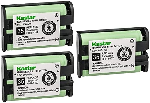Kastar 3-Pack HHR-P107 החלפת סוללה ל- Panasonic KXTG6051M KX-TG6051-01 KX-TG6051-02 KX-TG6051-03 KX-TG6051-04 KX-TG6051-05 KX-TG605 -08 KX-TG6051-09 KX-TG6051-10