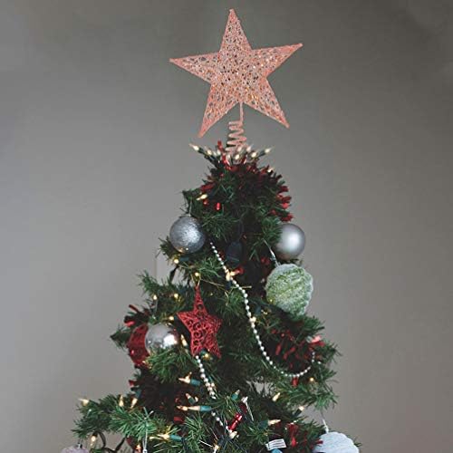 AMOSFUN 2 PCS מתכת עץ חג המולד טופר נצנצים כוכב TEETOP TEETOP חג מברזל חג המולד קישוטי עץ קישוטי עץ