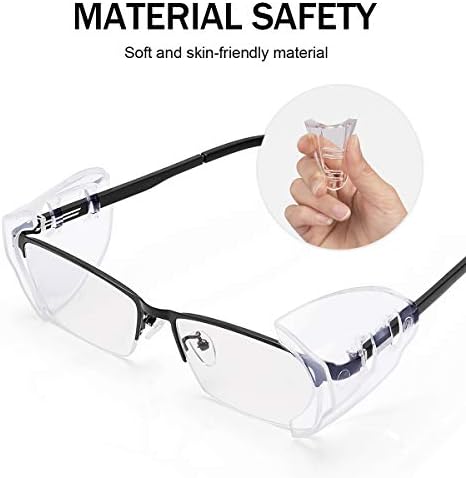 8 זוגות משקפי עיניים מגני צד, החלקה גמישה על מגני צד למשקפי בטיחות מתאימים למשקפיים קטנים עד משקפיים גדולים אוניברסליים
