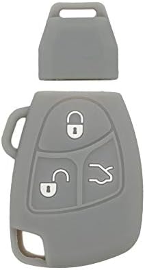 מגן כיסוי סיליקון מגן סיליקון מחזיק מעיל עור תואם למרצדס בנץ 3 כפתור חכם מפתח מרחוק FOB CV4956 אפור