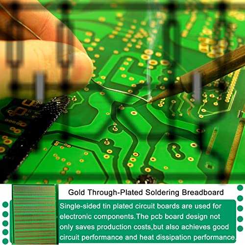 Yungui 15x18.5 סמ לוח לחם הניתן להלחמה של לוח אב-טיפוס גדול PCB, מצופה זהב, פרוטובארד לפרויקטים של Arduino Diy Sleckdering-2PCs, ירוק, 15x18.5 סמ