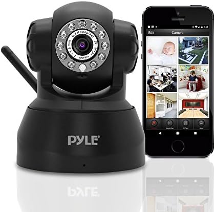 מצלמת IP של אבטחה אלחוטית מקורה Pyle - צג וידאו מרחוק WiFi Home WIFI עם איתור תנועה וראיית לילה - מעקב רשת PAN PAN TILT, שמע קולי מיקרופון לנייד, Windows & Mac - Pyle Pipcam5