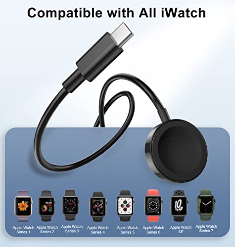 Bevsavo למטען Apple Watch USB C 3.3ft/1M עבור מטען IWatch מטען Apple Watch נייד תואם לסדרת IWatch 8/7/6/5/4/3/2/1/SE2/SE, שחור