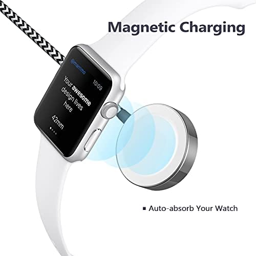 מטען שעון חכם של Culaluva למטען Apple Watch Charger כבל טעינה מגנטית תואם לסדרת IWatch SE/6/5/4/3/2/1 וטלפון 12/11/PRO/MAX/XR/XS/XS MAX/X & PAD סדרה 4.9ft/ 1.5 מ '
