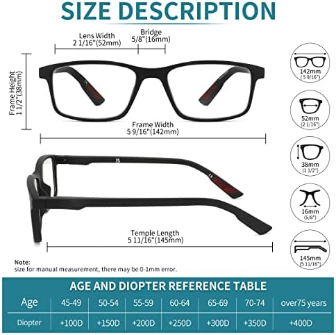 4 מארז קריאת משקפיים כחול אור חסימת קוראים לגברים, קל משקל מחשב משקפיים עם אביב ציר