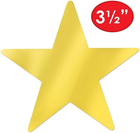 Beistle S57027-Gdaz6 מגזרי כוכבים מתכתיים, 72 חלקים, 3.5 , זהב
