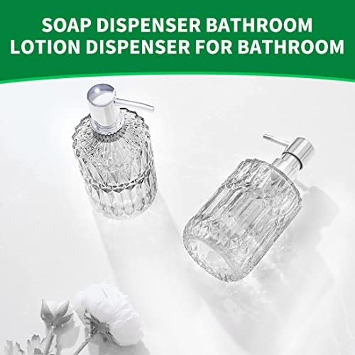 מתקן סבון זכוכית ברור עם משאבה לחדר אמבטיה, מתקן קרם משטח עם משאבת נירוסטה, בקבוק מתקן סבון יד למטבח למטבח