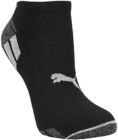 PUMA Mens 6 -חבילות חצי טרי גרבי גרביים חתוכות נמוכות - שחור