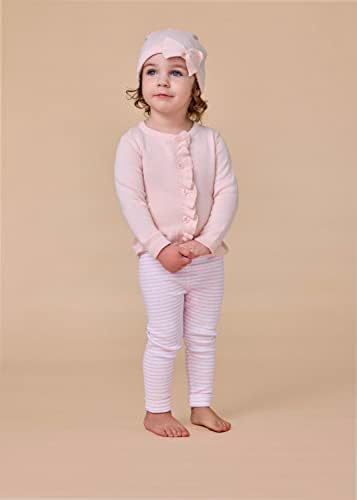 לורה אשלי בגדי תינוקות 3 חלקים מוגדרים עם סוודר תינוקות, חותלות וכובע סרוג, תלבושת סרוגה כותנה לבנות, 0-18 מ '