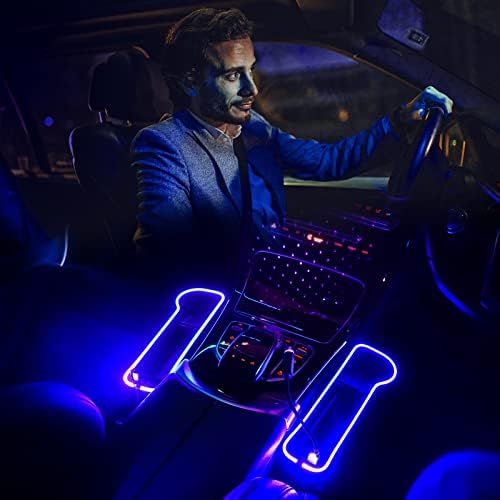 מארגן מילוי פער מושב לרכב של Enonci עם אור הסביבה LED, מארגן מכוניות רב -פונקציונלי של 2 חבילות, אביזרי רכב חמודים עם מחזיק כוס, מארגן מושבי רכב, עיצוב מכוניות לגברים נשים