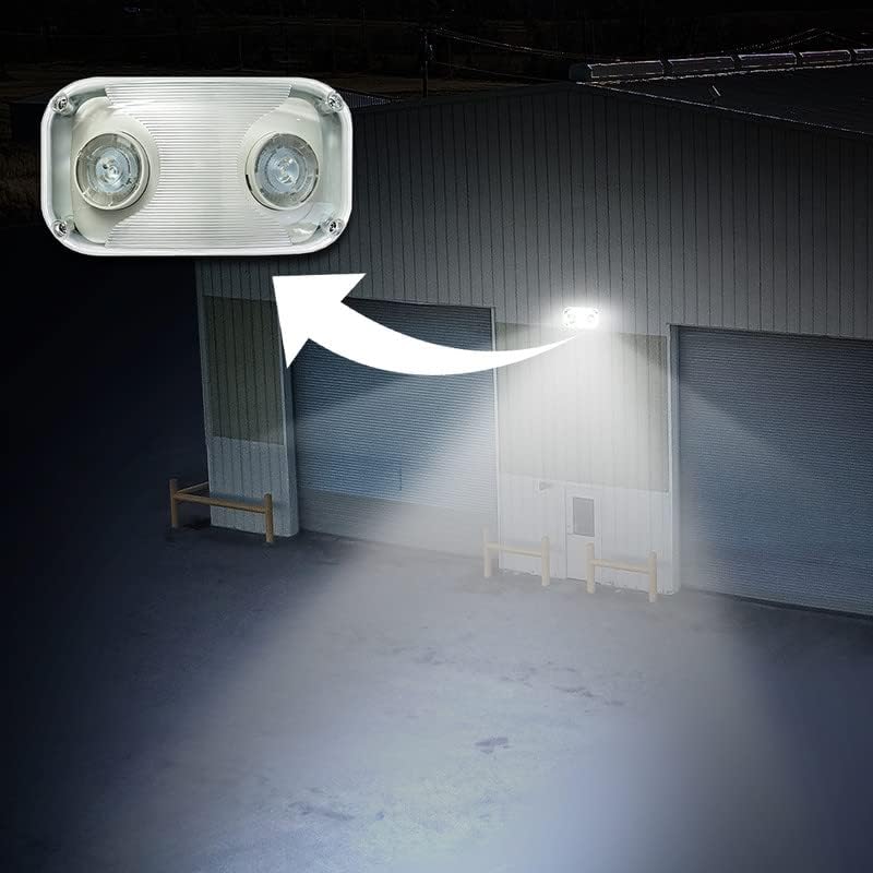 אורות חירום של Ciata LED לעסקים עם גיבוי סוללות, תאורת חירום חיצונית מסחרית בדיור פלסטיק תרמו עם שני ראשי מנורה בהירים של הלוגן, אור מצוקה חירום - 2 חבילה