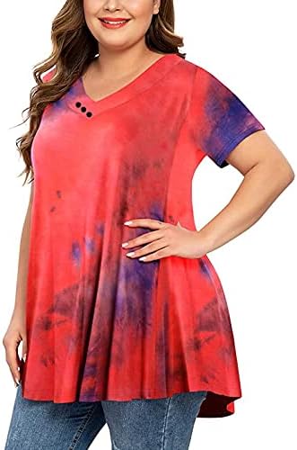 חולצת טי בגודל פלוס לנשים צמרות צבעוניות צבעוניות טוניקה