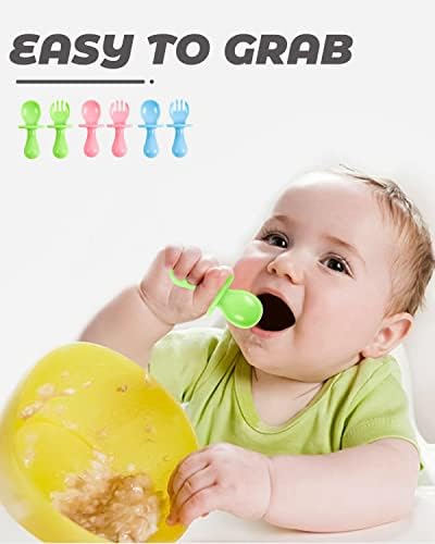 6 יחידות תינוק כפות ומזלגות עבור תינוק מוביל גמילה, פעוט כלי, תינוק כפות ראשון שלב, תינוק כלי עבור האכלה עצמית