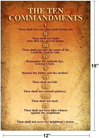 עשר הדיברות דת תנך דתי 10 מצוות כללי הברית הישנה הכתוב פסוק דקאלוג מגניב קירור קיר דפוס אמנות פוסטר 12x18