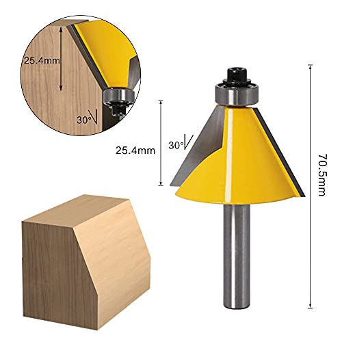 WOFFRIDE 3 יחידות שנת נתב שנתית 1/4 אינץ 'SHANK SHANK BEVEL BITS 15 22.5 30 מעלות