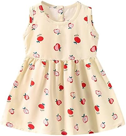 תינוק מסיבת שמלת פעוט ילדי תינוק בנות בגדי קיץ ללא שרוולים פרחוני קריקטורה משובץ שמלה מזדמן חוף שמלות