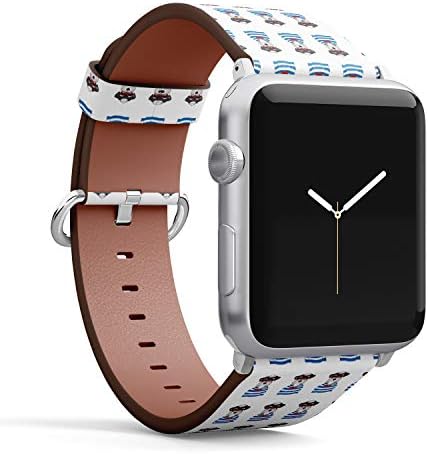 רצועת צמיד עור דפוסית תואמת לסדרת Apple Watch 6/5/4/3/2/1, החלפה ללהקות IWatch 38 ממ/40 ממ