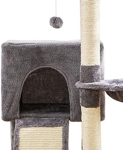 מגדל עם הודעות גירוד חתול עץ טיפוס לעמוד מוט ספה מגן פלטפורמת סולם סיסל חבל פעילות מרכז הדירה, אפור