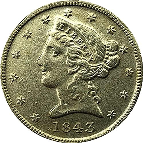 1843 אמריקה ליברטי מטבע נשר מטבע מצופה זהב מצופה זהב מעתק מטבע מועדף מטבע זיכרון מטבע אספנות מטבע מזל מטבע אטא מטבע מלאכה