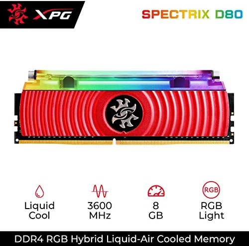 XPG Spectrix D80 מקורר נוזל RGB DDR4 3200MHz 16GB 288 פינים PC4-25600 ערכת קמעונאות זיכרון U-DIMM