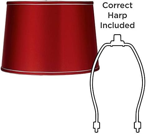 סידני סאטן אדום בינוני תוף מנורת צל 14 למעלה איקס 16 תחתון איקס 11 שיפוע איקס 11 החלפה גבוהה עם נבל וגימור-ספרינגקרסט