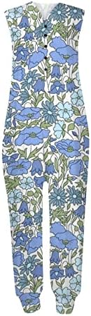 MTSDJSKF סרבל שרוול ארוך לנשים לנשים בקיץ דפוס פרחים רטרו מכנסיים עם כיסים יתר על המידה