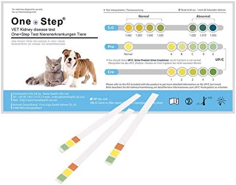 רצועות בדיקות שתן כליות לחיות מחמד צעד אחד, 5 בדיקת שתן 3 בדיקות פרמטר, בדיקות לחתולים כלבים & מגבר; בעלי חיים, בדיקות מדויקות עבור סג, חלבון, קריאטינין, עטוף בנפרד-5 רצועות בדיקה