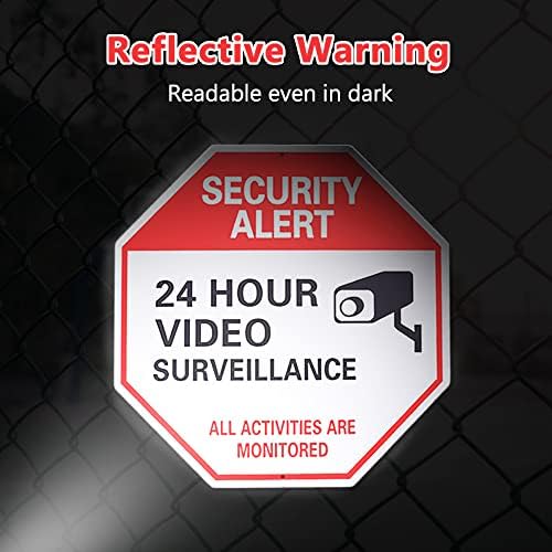 24 שעה מעקב וידאו רעיוני סימן-אלומיניום אזהרה עמיד למים סימן, חיצוני &מגבר; שימוש פנימי עבור טלוויזיה במעגל סגור בית עסקים, 12 איקס 12, 5 יחידות