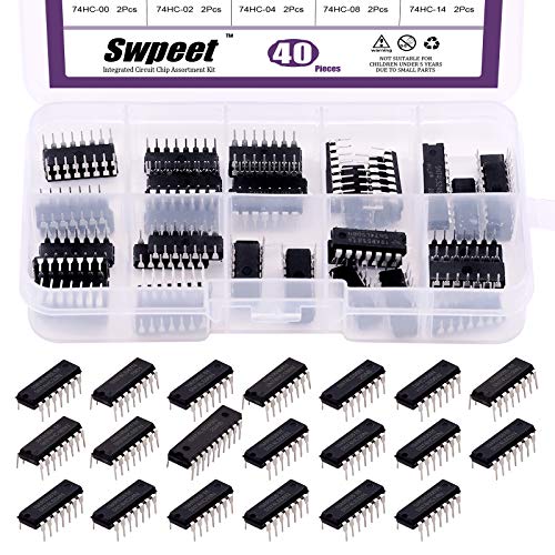 SWPEET 40PCS 20 סוגים שונים 74HCXX ו- 74LSXX SERIES SERIES