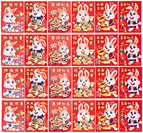 סוימיס אדום מנות 60 יחידות סיני כסף מעטפת 2023 סיני חדש שנה אדום מעטפות ארנב דפוס מזל הונג באו מסורתי קריקטורה מזל כסף הווה אביב פסטיבל כסף מנות אדום מעטפה