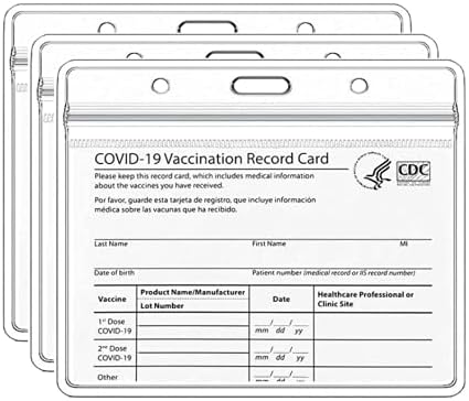 חיסון כרטיס מגן עמיד למים מזהה תג מחזיק 4 אים 3 חיסון כרטיס מחזיק עם שרוכי ניתן לאטימה חוזרת רוכסן ברור ויניל פלסטיק שרוול 3 חבילה