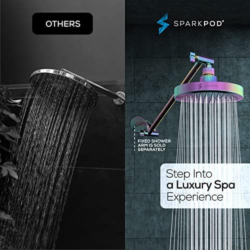 ראש מקלחת גשם של SparkPod עם הארכת זרוע מקלחת - גשם בלחץ גבוה - מראה מודרני יוקרתי - אין התקנה של 1 דקה של 1 דקות