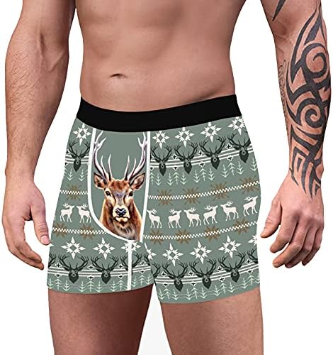 תחתונים סקסיים לגברים שובבים לסקס/לשחק חג המולד U Bulge Patties Boxer Shorts Shorts חידוש תחתונים גבריים ארוטיים